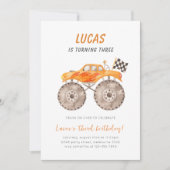 オレンジのモンスター トラック 誕生日パーティー（年齢不問） 招待状 (正面)