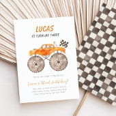 オレンジのモンスター トラック 誕生日パーティー（年齢不問） 招待状