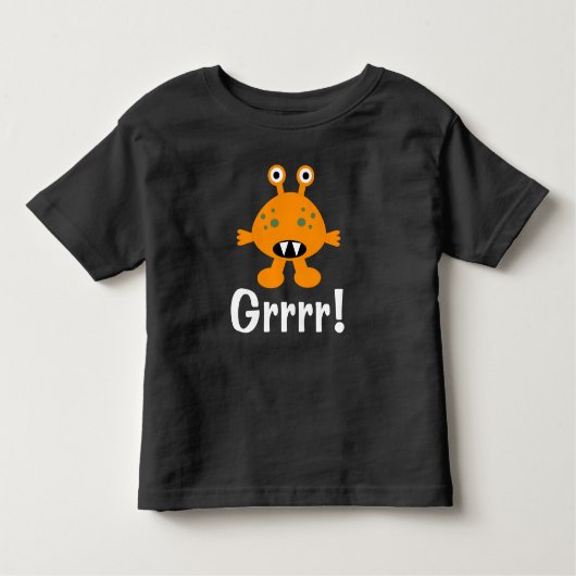 オレンジのモンスター - 幼児用ファインジェージTシャツ トドラーTシャツ (正面)
