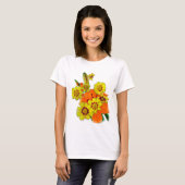 オレンジのユリとデイジーの花 Tシャツ (正面フル)