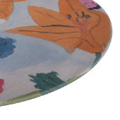 オレンジのユリの切り板 カッティングボード (角)