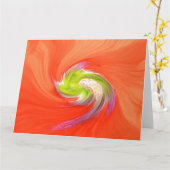 オレンジのユリの花とレトロスタイルツイストカード カード (黄色い花)