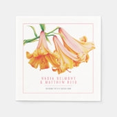 オレンジのユリの花の結婚水色 スタンダードカクテルナプキン (正面)