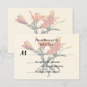 オレンジのユリの花束 出欠カード (正面/裏面)