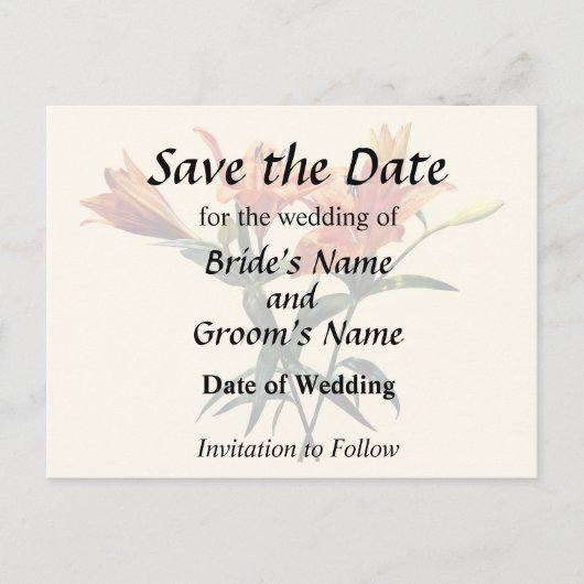 オレンジのユリの花束 案内ポストカード (正面)