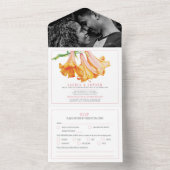 オレンジのユリ植物芸術の結婚式RSVPオプション オールインワン招待状 (内側)