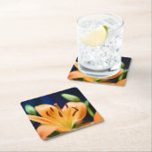 オレンジのライリーの花 スクエアペーパーコースター (インサイチュ)