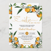 オレンジのリトルかわいこちゃんは途中ベビーシャワーInvi 招待状 (正面/裏面)