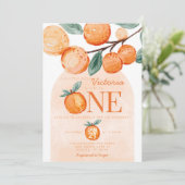 オレンジのリトルかわいこちゃんターンONE 1st誕生日パーティー 招待状 (スタンド正面)