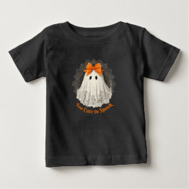 オレンジのリボンのレースの幽霊の装飾フレームデザイン ベビーTシャツ