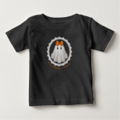 オレンジのリボンのレースの幽霊　レースの縁取り ベビーTシャツ (正面)