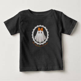 オレンジのリボンのレースの幽霊 レースの縁取り ベビーTシャツ