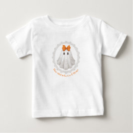 オレンジのリボンのレースの幽霊+レースの縁取り ベビーTシャツ