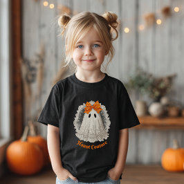オレンジのリボンを付けたモダンなレースの幽霊 ベビーTシャツ