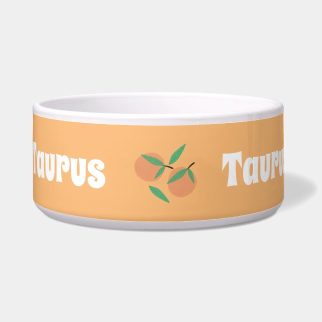 オレンジのリーフの手書き名 ボウル (正面)