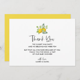 オレンジのレモン ベビーシャワーの感謝カード サンキューカード