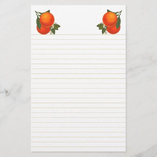 オレンジのヴィンテージクレート文房具が並ぶ 便箋 (正面)