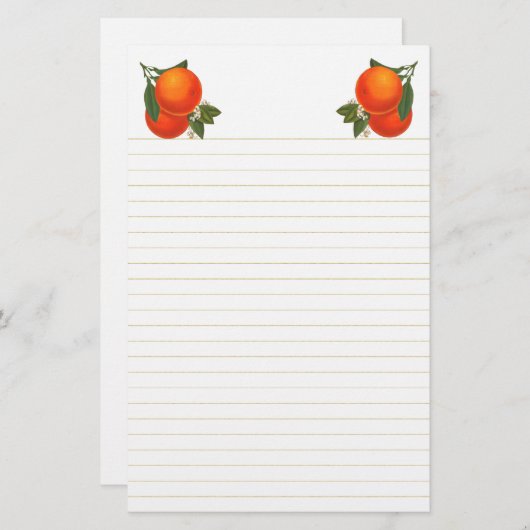 オレンジのヴィンテージクレート文房具が並ぶ 便箋 (正面/裏面)