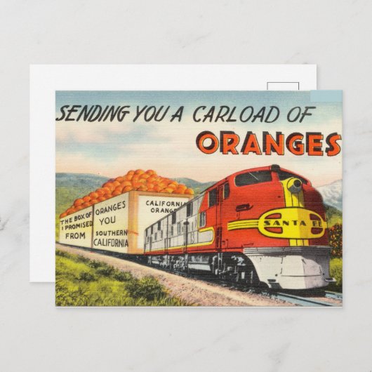 オレンジのヴィンテージ列車を運ぶ ポストカード (正面/裏面)