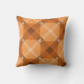 オレンジの上に灰色から茶色の円を描き、正方形を形成 クッション (裏面)