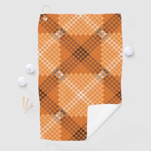 オレンジの上に灰色から茶色の円を描き、正方形を形成 ゴルフタオル (インサイチュ)