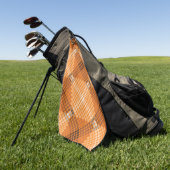 オレンジの上に灰色から茶色の円を描き、正方形を形成 ゴルフタオル (グリーン)