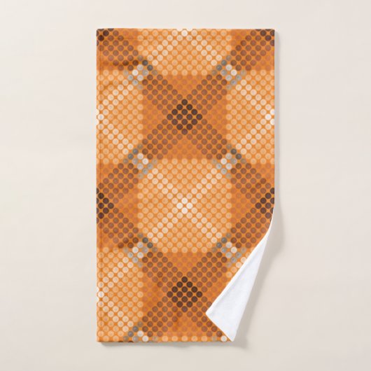 オレンジの上に灰色から茶色の円を描き、正方形を形成 バスタオルセット (ハンドタオル)