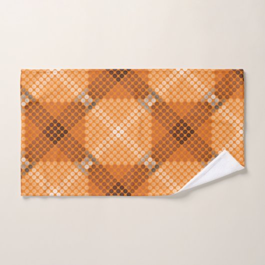 オレンジの上に灰色から茶色の円を描き、正方形を形成 バスタオルセット (ハンドタオル)