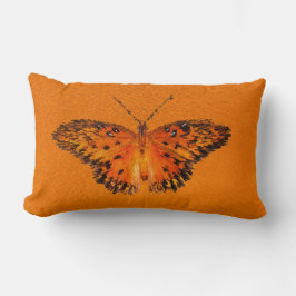オレンジの上に蝶々の美しい羽を描く情熱 ランバークッション