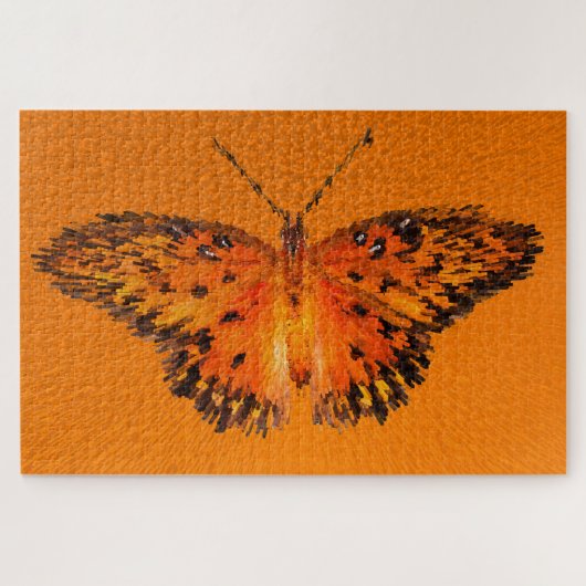 オレンジの上のパッションバタフライウイング ジグソーパズル (横)