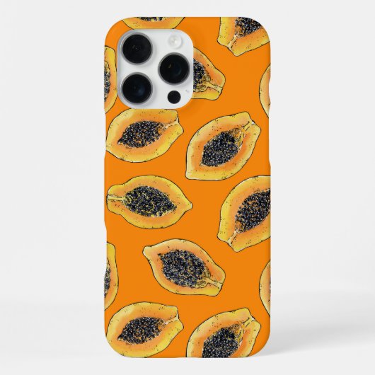 オレンジの上のパパイヤのスライス iPhoneケース (裏面)
