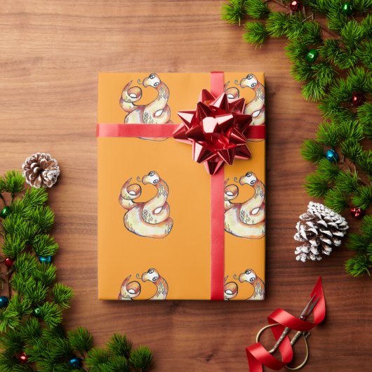 オレンジの上の蛇 ラッピングペーパー (クリスマスギフト)