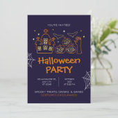 オレンジの例示的ハロウィーンの衣装パーティー 招待状 (スタンド正面)