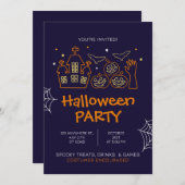 オレンジの例示的ハロウィーンの衣装パーティー 招待状 (正面/裏面)