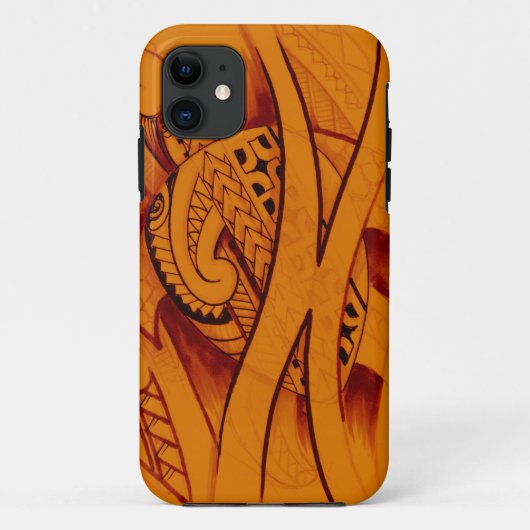 オレンジの先峰とのカメのスケッチのデザイン Case-Mate iPhoneケース (裏面)