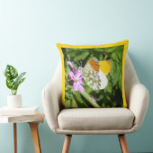 オレンジの先端バタフライ顧客。縁ど装飾用クッション クッション (椅子)