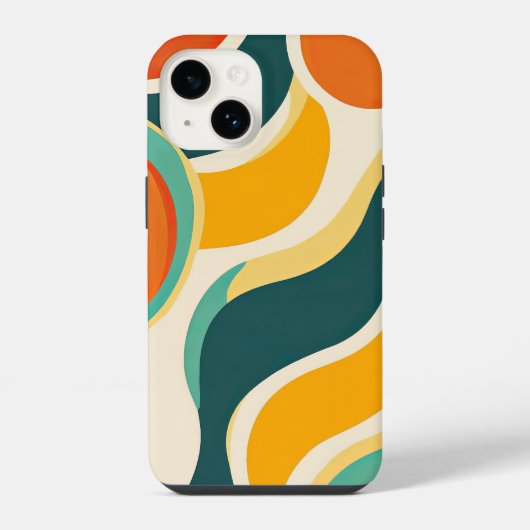 オレンジの円と色彩の流れ iPhoneケース (裏面)