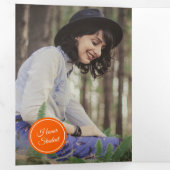 オレンジの円5 – 写真の卒業 三つ折り招待状 (内部最初)