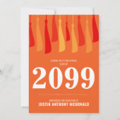 オレンジの列のタッセルフォト卒業招待状 招待状 (正面)