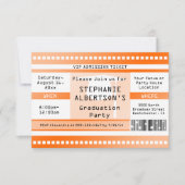 オレンジの卒業式またはパーティー入学チケット 招待状 (正面)