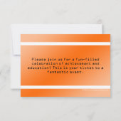 オレンジの卒業式またはパーティー入学チケット 招待状 (裏面)