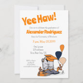 オレンジの卒業式キャップカウボーイブーツの配置 招待状 (正面)