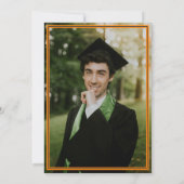 オレンジの卒業式キャップカウボーイブーツの配置 招待状 (裏面)