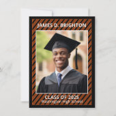 オレンジの卒業式サッカー写真の発表 案内状 (正面)