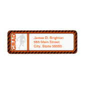 オレンジの卒業式サッカー差出人住所ラベル ラベル (正面)