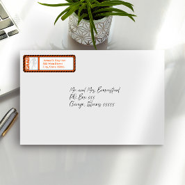 オレンジの卒業式サッカー差出人住所ラベル ラベル