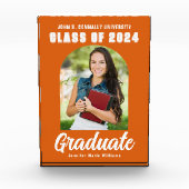 オレンジの卒業式モダンアーチ卒業贈り物 フォトブロック (正面)