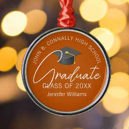 オレンジの卒業生カスタム成クリスマス メタルオーナメント