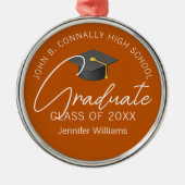 オレンジの卒業生カスタム成クリスマス メタルオーナメント (正面)