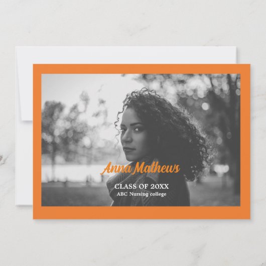 オレンジの卒業発表カード 案内状 (裏面)